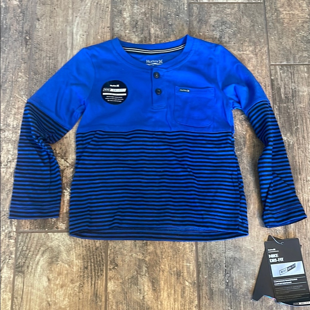 Nike Blue Long Sleeve Tee with Stripes